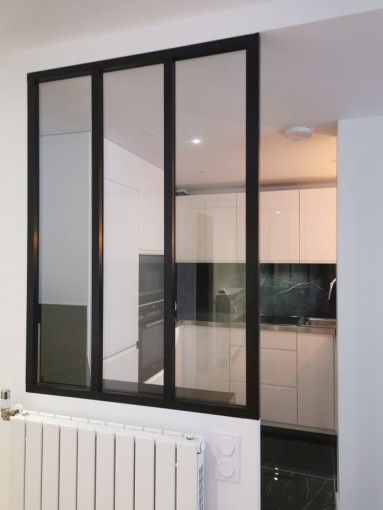 Cuisine-Blanche & Marbre - Vue verrière- Ker Gafa 